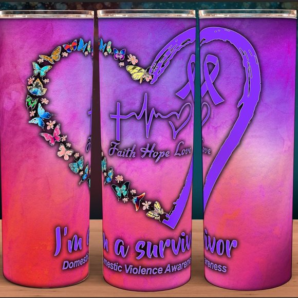 I'm a Survivor Domestic Violence Awareness Tumbler 20oz - Picture 1 of 1